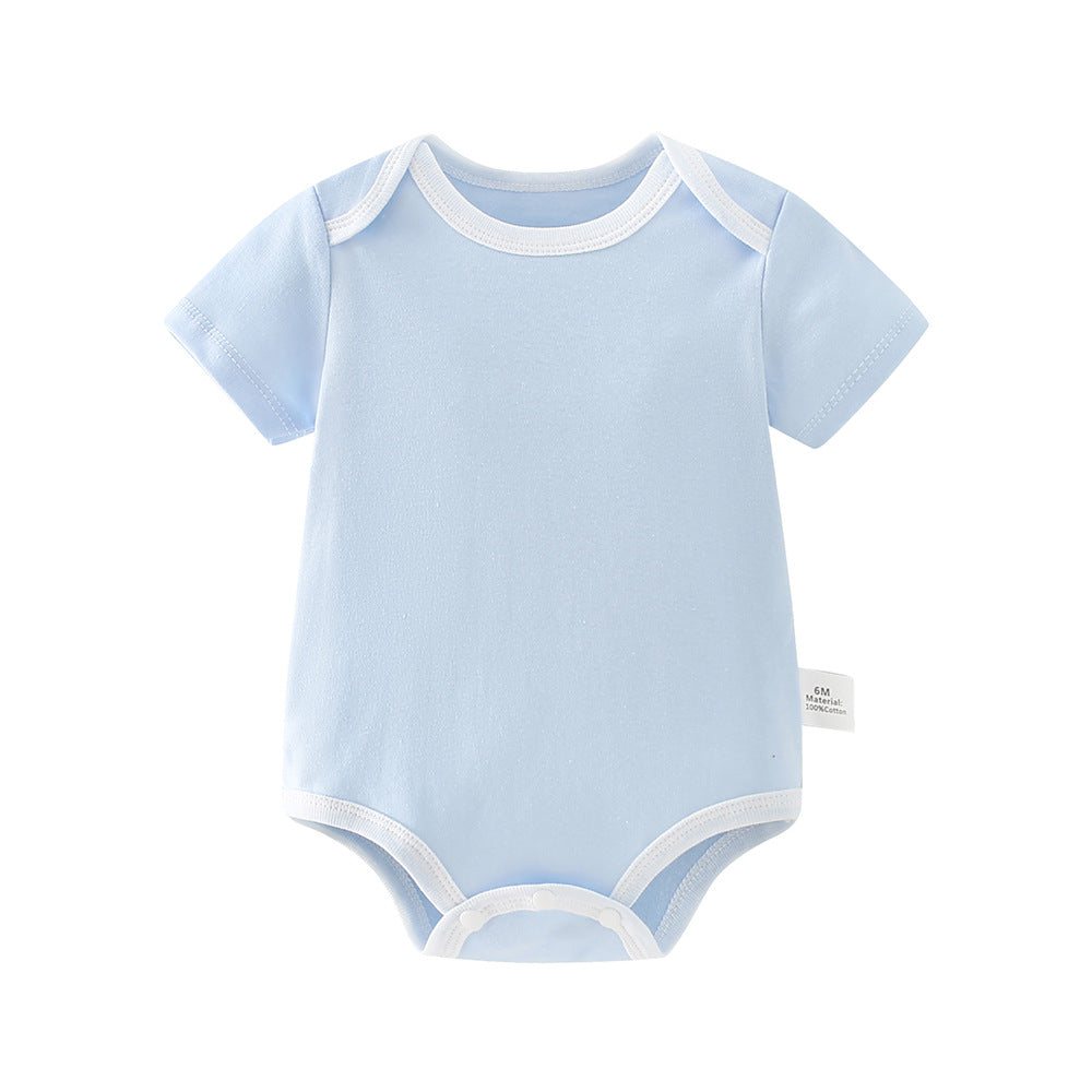 Baby short-sleeve romper - lightweight summer bodysuit for newborns, unisex, snap-crotch, triangle design, printed -  collection