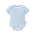 Baby short-sleeve romper - lightweight summer bodysuit for newborns, unisex, snap-crotch, triangle design, printed -  collection