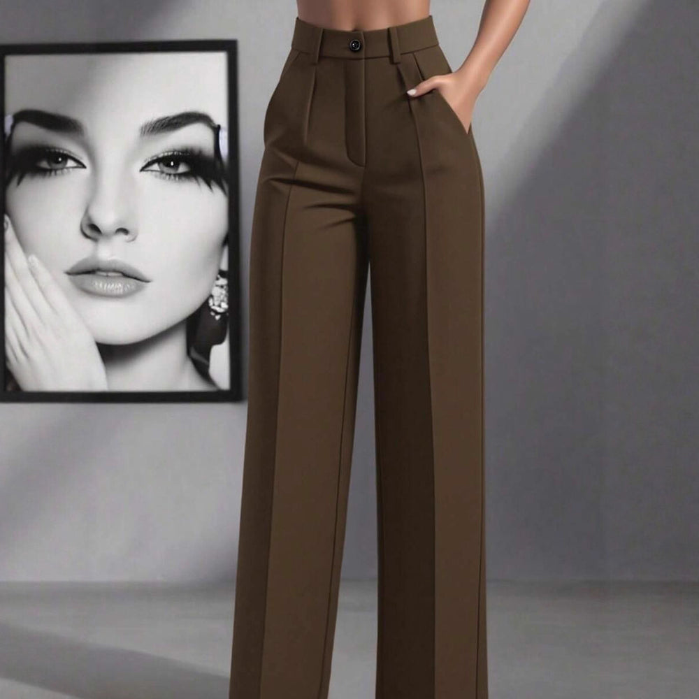 european and american  independent station pure colorcasual women's high waist pleated loosepants work pants trousers