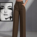 european and american  independent station pure colorcasual women's high waist pleated loosepants work pants trousers