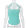 European and american style women's summer  new slim-fit lace patchwork backless asymmetrical halter neck inner layer vest top