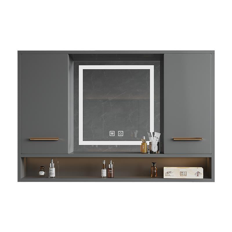 Solid wood intelligent feng shui mirror hidden bathroom mirror cabinet sliding mirror folding mirror storage mirror box with rack manufacturer