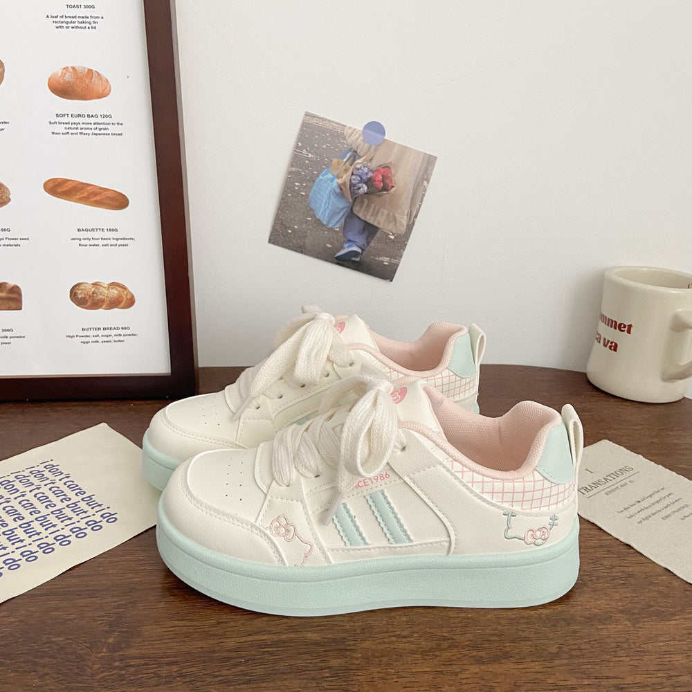 Thick solewhite shoes breathable 2025 autumn new season artistic shoes niche design student sports sneakers
