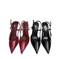 Za2025 spring new women's shoes red patent leather slingbacks pointed toe stiletto heels single shoes ankle strap mules
