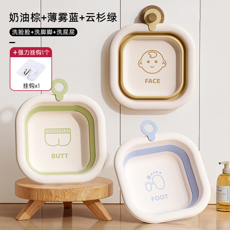 Baby foldable wash basin set - 3 piece portable washbasin for newborns and toddlers