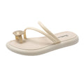 Super popular toe-toe sandals for women, new summer korean style, versatile flat bottom vacation casual beach shoes, popular shoes