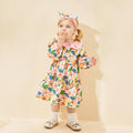 Baby long-sleeve dress, autumn  children's wear, nature print, girls' pink princess dress with bow