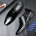 Spring autummen business formal leather shoes youth slip-on pointed toe men's shoes british shoes black wedding work shoes