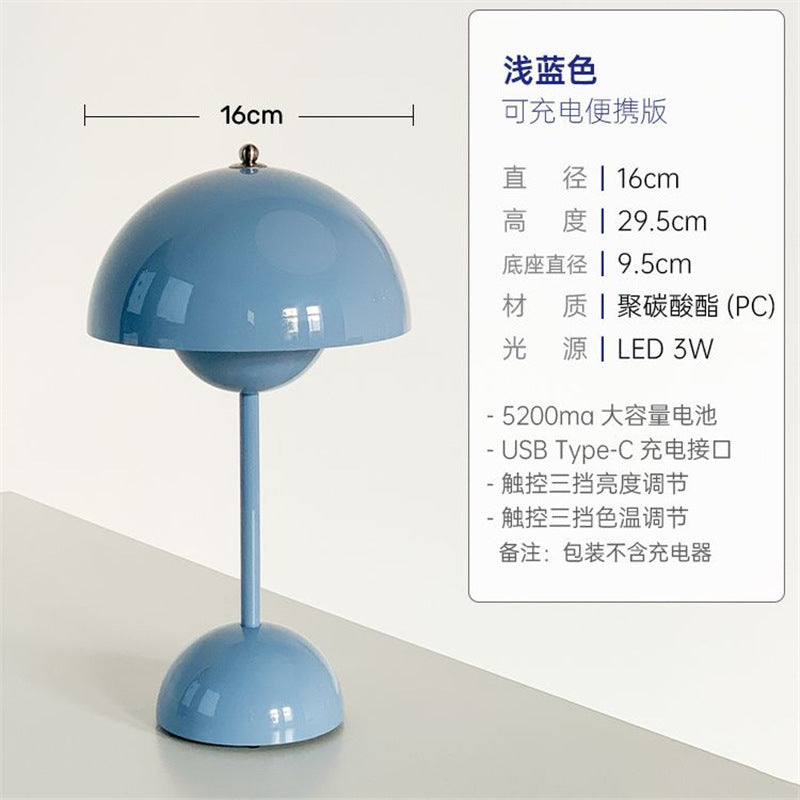 Danish bud table lamp - rechargeable, wireless, portable, minimalist design for living room, dining room, bedside - touch dimming vp9 classic table lamp