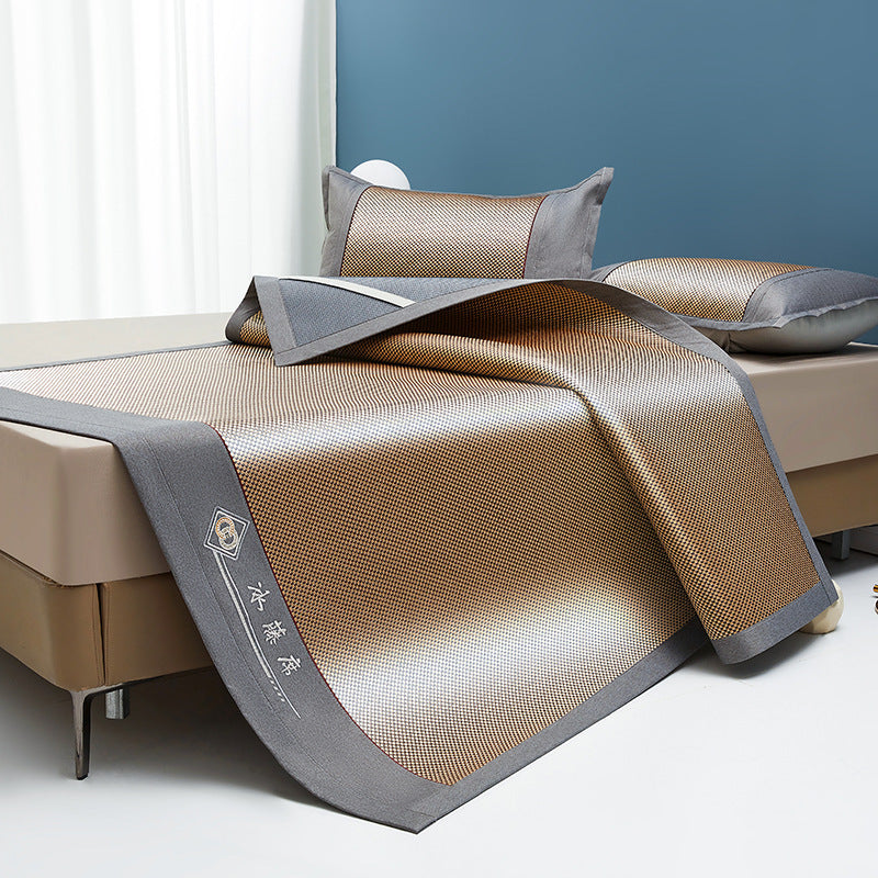 Summer Ice Silk Ice Rattan Mat Three-piece Set Summer Folding Washed Air Conditioning Mat Single Student Ice Not Cold Soft Mat