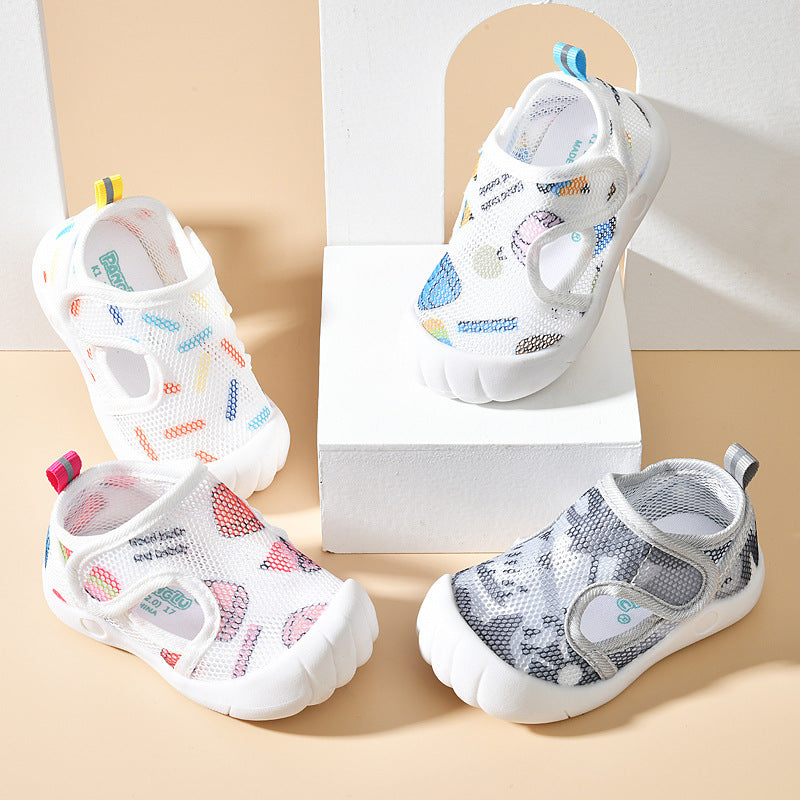 Baby sandals for boys, summer first walker shoes, 0-1-2 years old infant anti-slip soft sole mesh shoes for babies and toddlers, baby girl shoes