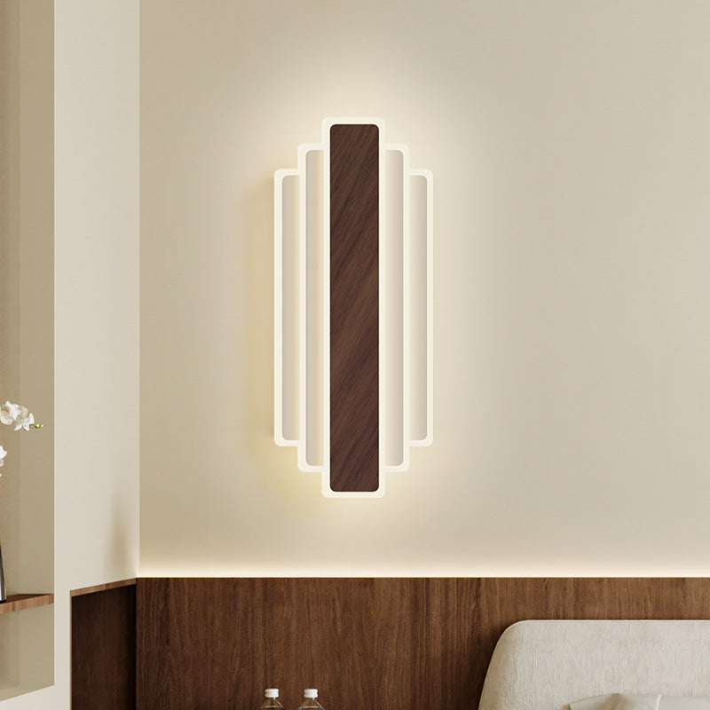 Wall lamp, bedside lamp, bedroom, living room, long strip, simple atmosphere, minimalist walnut color, eye protection, corridor background wall lamp