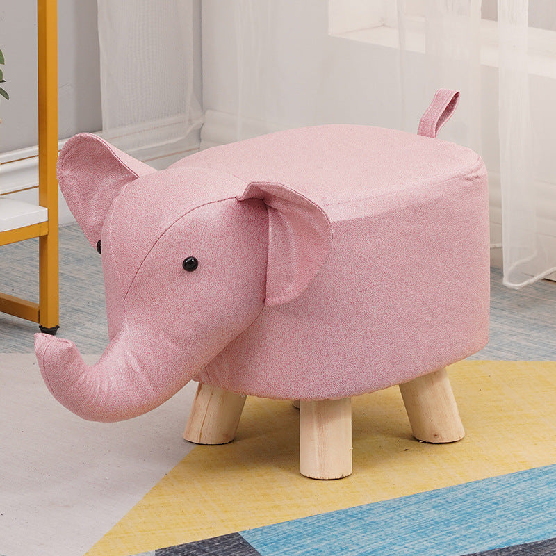 Elephant stool - kids' animal stool - solid wood shoe bench - creative small stool - home living room cartoon cute low stool