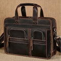 Casual retro genuine leather men's briefcase 15.6inch business handbag shoulder crossbody bag cowhide men's bag