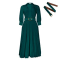 C8622export women's clothing new arrivalelegancelongpleateddressfashionv neckfashionpure color cross-border dress
