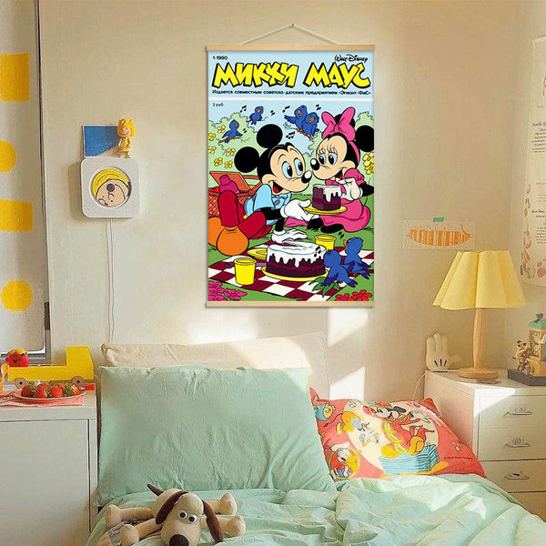 Mickey Mouse decorative painting door pendant room wall decoration hanging cloth painting fabric tapestry living room bathroom American mural