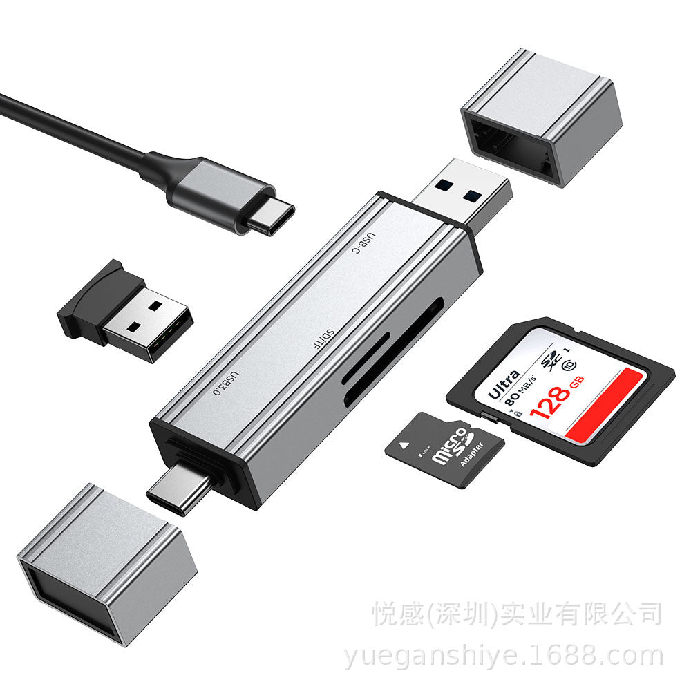 wireless 2.0 & 3.0 2-in-1 card reader - sd/tf card converter with usb and type-c ports
