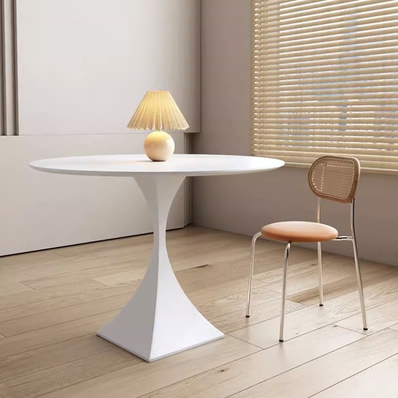 Cream wind rock board dining table and chairs simple small apartment family round table restaurant modern casual solid color Internet celebrity round table
