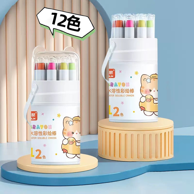 Washable kids' silky smooth spinning crayons - mess-free, non-toxic, perfect for kindergarten art - complete set of non-stick oil pastels