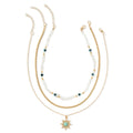 Long pearl necklace wholesale, european and american cross-border vintage eight-pointed star layered jewelry pendant, women's high-end collarbone chain