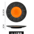 European-style black striped dinner plate ceramic tableware, hotel restaurant steak plate, creative large soup plate pasta plate