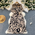 Niche stylesense of designprintingdressfemalenew arrivalsummer tie backwaist slimming lookmedium longvacation skirt