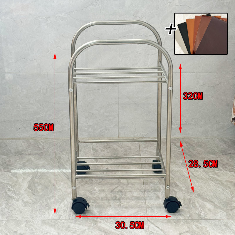 Stainless steel 2-layer trolley DIY Xiaohongshu with wheel rack basin frame bedroom multi-layer mobile storage cp
