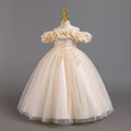 New arrival: girls' off-the-shoulder floral princess dress - perfect for piano recitals and special occasions