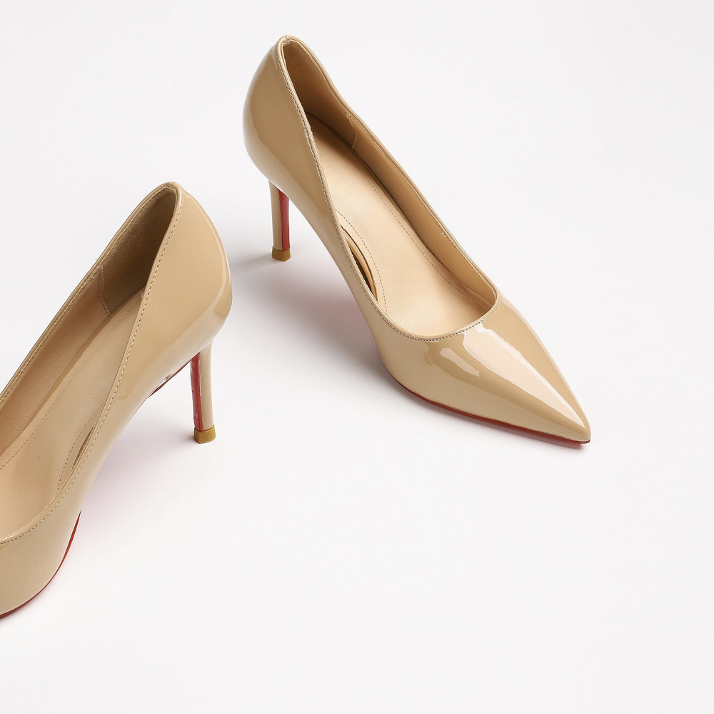 Yx sexy patent leather black red sole shoes - work commute pointed toe stiletto heels - elegant high heels - nude single shoes for women