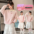 Girls' spring/autumn sweatshirt -  new style, chic and trendy polo collar floral top, loose fit base layer, fashionable