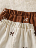 hot-selling girls' corduroy bow embroidered casual pants - cross-border exclusive two-piece set