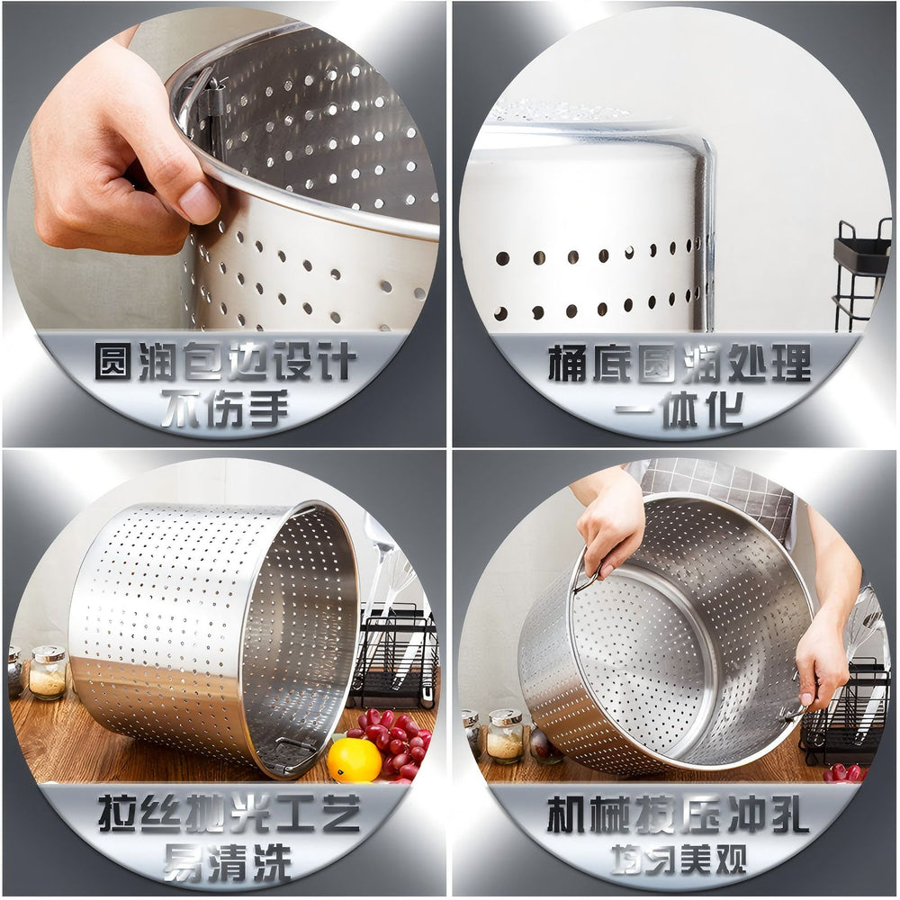 Large thickened stainless steel drain bucket, crayfish filter bucket, multi-functional leak bucket, punched soup bucket, inner pot brine bucket