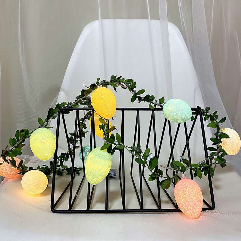 Easter light string led green leaf egg light, new cracked egg shell egg small light flash string wholesale