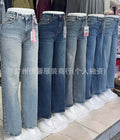 Women denim jeans availablenew arrival women's retro wide-leg washed denim pants wholesale