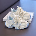 Girls' athletic shoes -  summer mesh breathable kids' chunky sneakers - big kids' student running white shoes