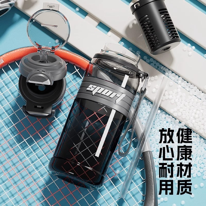 New arrival large capacity fitness sports water cup double drink high appearance outdoor water kettle high temperature resistant student plastic cup wholesale