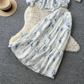 Gentle wind floral light mature style two-piece set female early autum strap waist slimming lookelegantsuitwork clothing outfit
