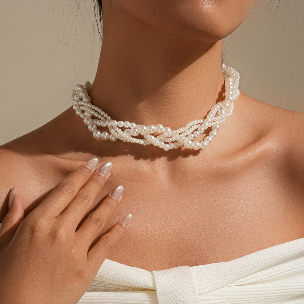 Wholesale faux pearl necklaces - european & american cross-border fashion, vintage jewelry, women's luxury, niche, high-end choker collars