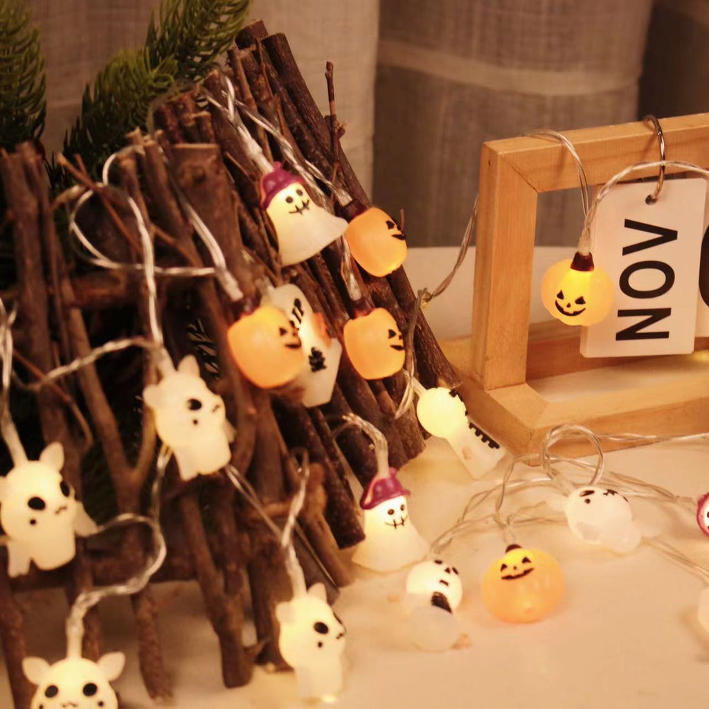 Cross-border led Halloween light string pumpkin flash lights ghost festival lights hanging lights horror decoration skull string lights battery