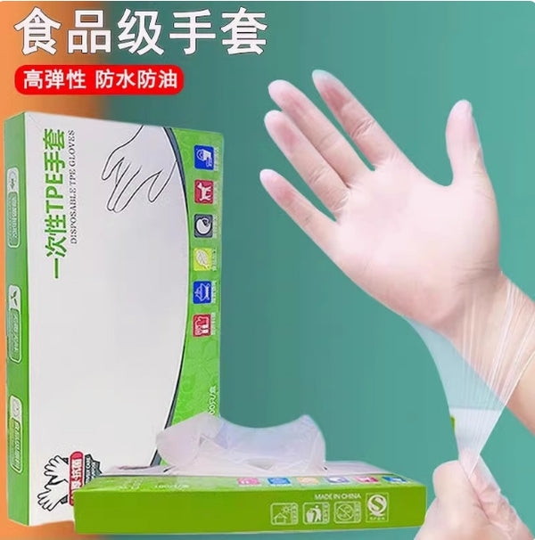 Wholesale disposable tpe gloves disposable gloves food grade protection transparent thickened TPE gloves film gloves