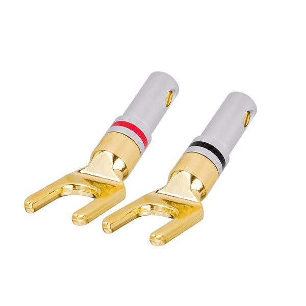 Banana head socket 4MM gold-plated solder-free audio speaker, power amplifier plug, speaker cable connector, red circle, black