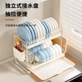 Accessible luxury cream white kitchen daily use bowl rack storage rack countertop for bowls, plates, chopsticks, multifunctional cutting board, dishes storage