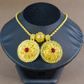 middle eastern jewelry set: red gemstone earrings, ring, bracelet, and double pendant necklace – perfect wedding gift