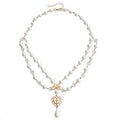 Pearl sweater chain wholesale european and american cross-border cross necklace punk multi-layered wearing light luxury niche clavicle chain for women