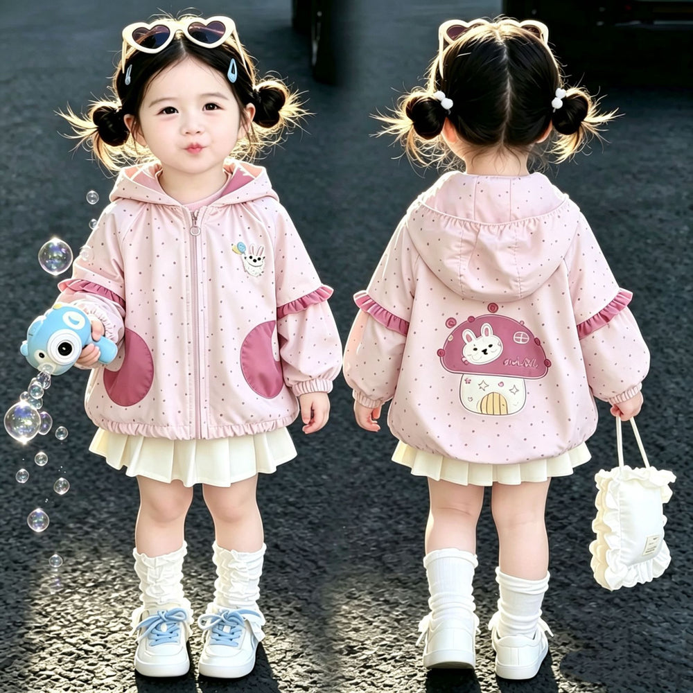girls' outerwear: new spring/autumn collection - kids' hooded fashion top, stylish and lightweight baby clothes