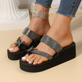 2024 summer new korean style fashion thong sandals chunky sole casual plus size rhinestone butterfly slippers indoor/outdoor