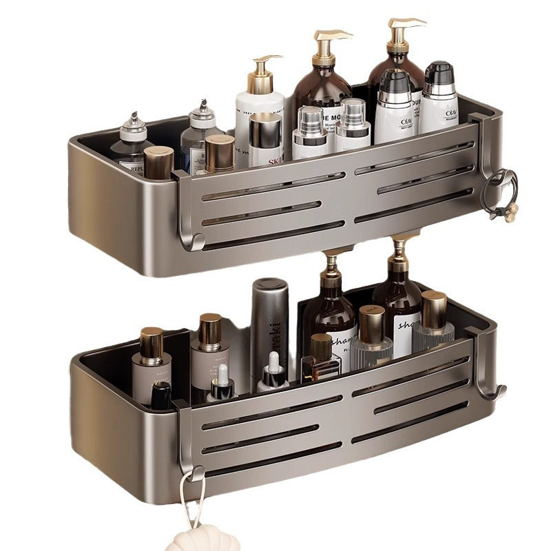 Gun gray bathroom storage rack bathroom toilet punch-free bathroom sink corner wall-mounted storage rack