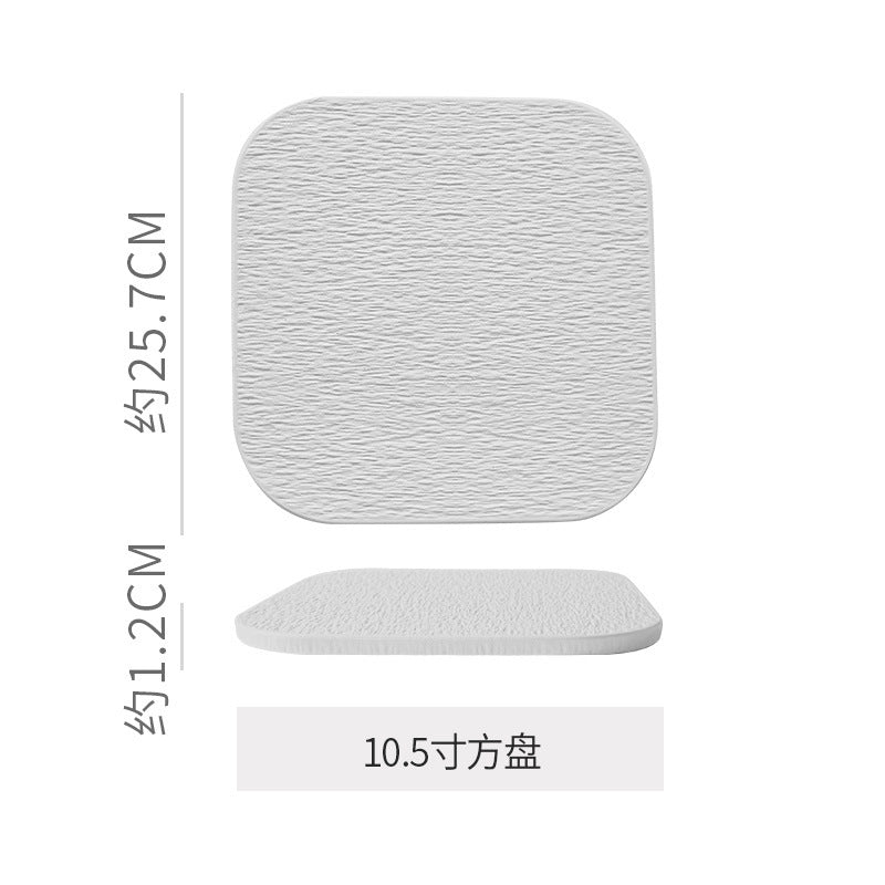 Embossed rock texture flat plate - creative & unique ceramic dinner plate for restaurants & hotels - high-style serving dish