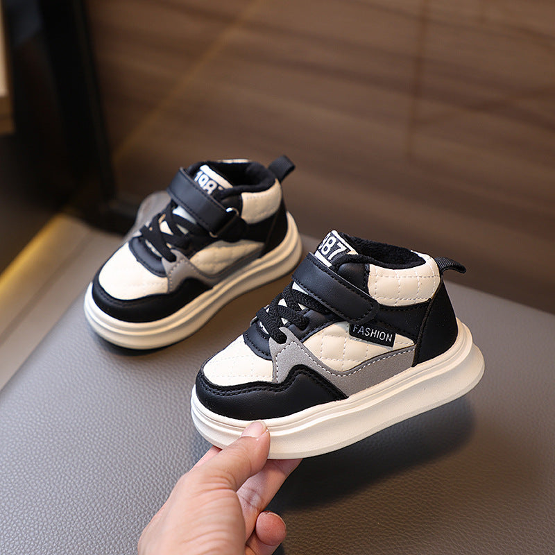 Baby shoes autumn and winternew arrivalkids two cotton sports shoes boys and girls fleece-linedhigh top sneakers heattech shoes for children and children