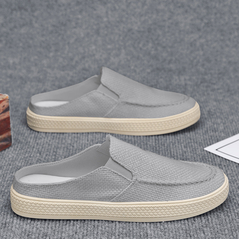 Canvas shoes for men summercasual lazy one-leg half-drag men's old beijing thousand-layer bottom cloth shoes trendy shoes spring & fall